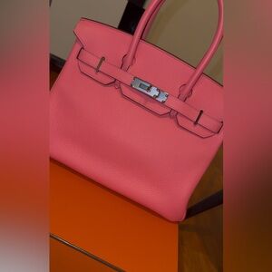 Hermes Birkin 30 Rose Azalee Clemence leather